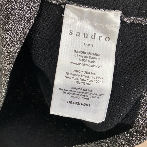 Sandro- Metallic Silver Stretch Knit Turtleneck Top - Picture 7 of 10